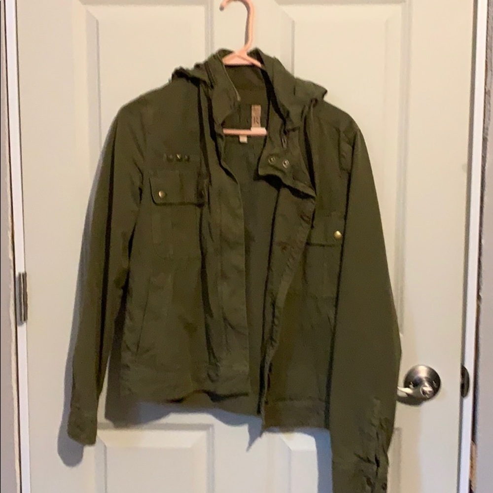 J Crew utility jacket with hood.